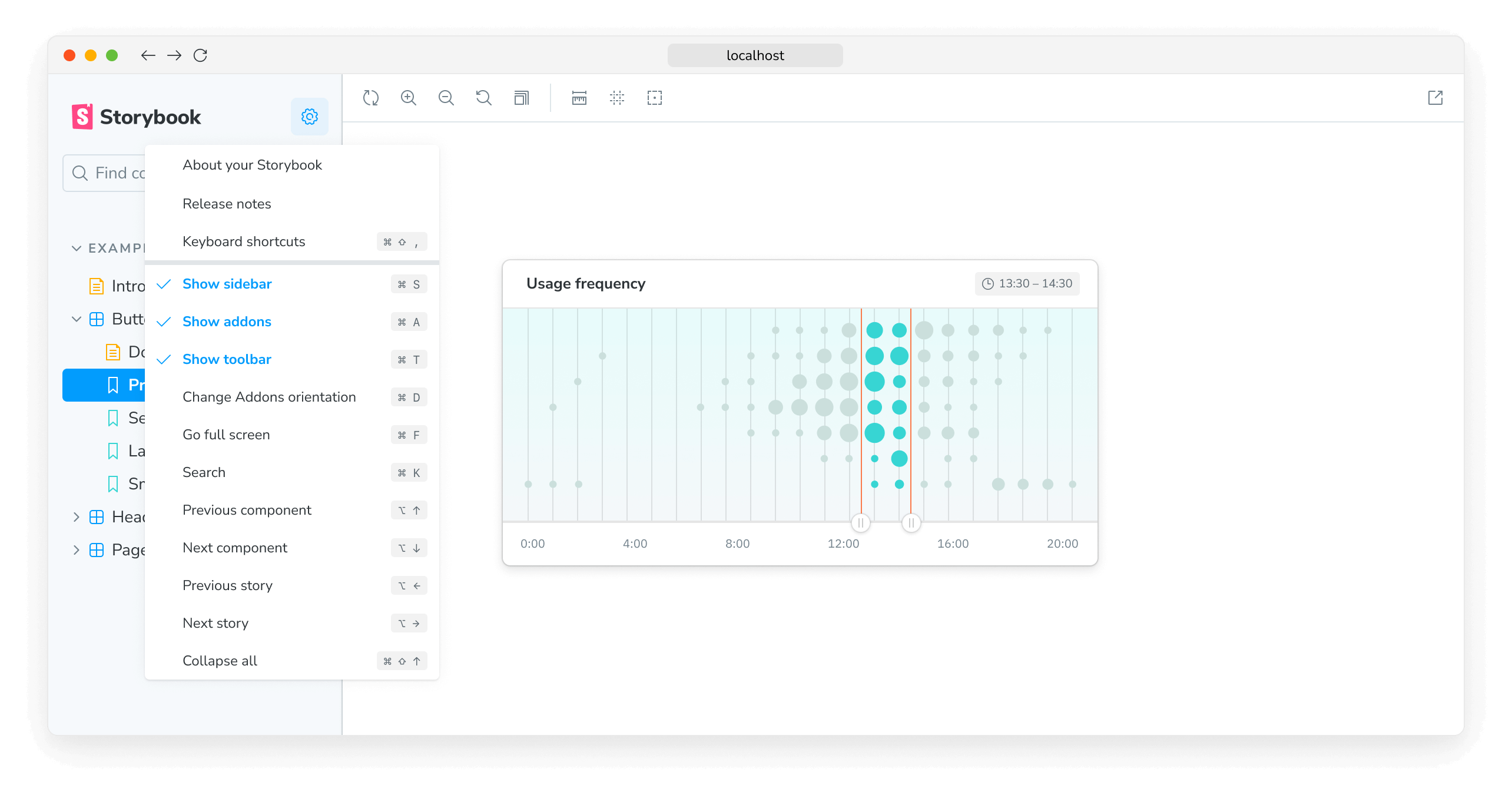 Storybook keyboard shortcuts examples